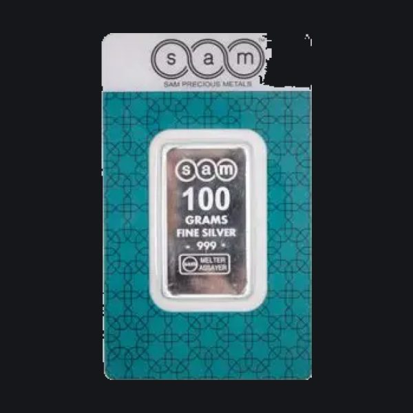 SAM silver minted bar 100 g (999)