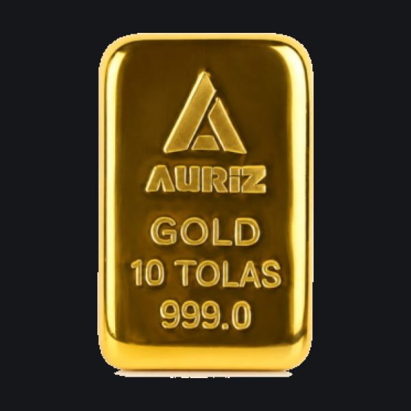 Auriz gold cast bar 10 tola (999)