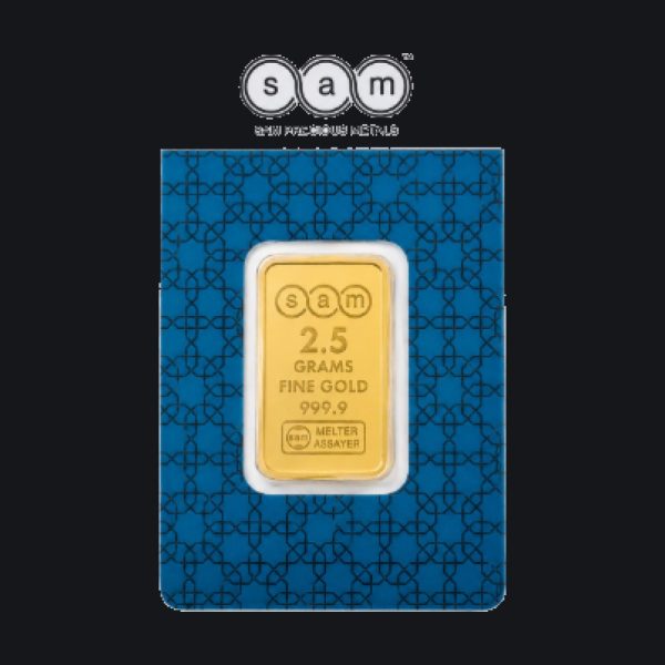 SAM gold minted bar 2.5 g (999.9)