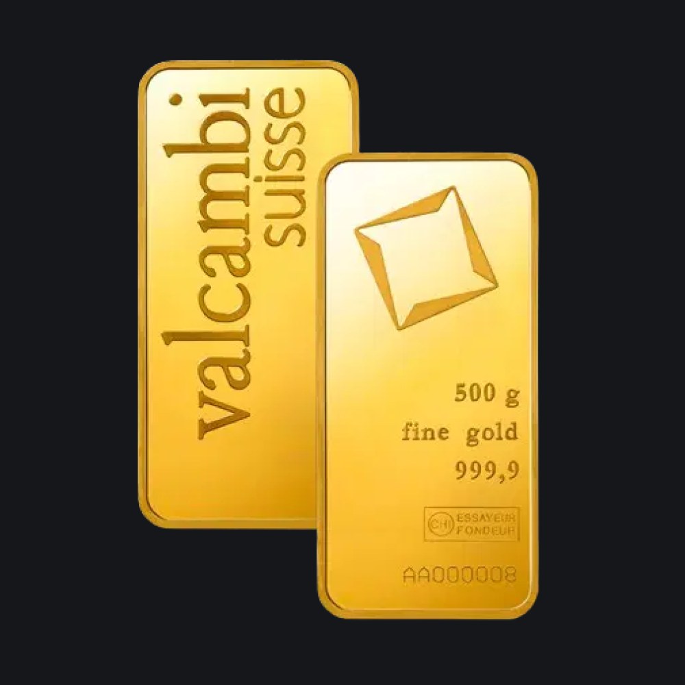 Valcambi Suisse gold minted bar 500 g (999.9)