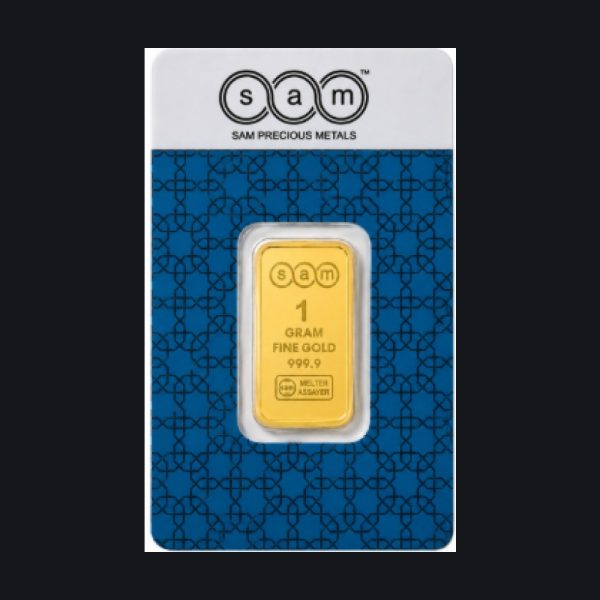 SAM gold minted bar 1 g (999.9)