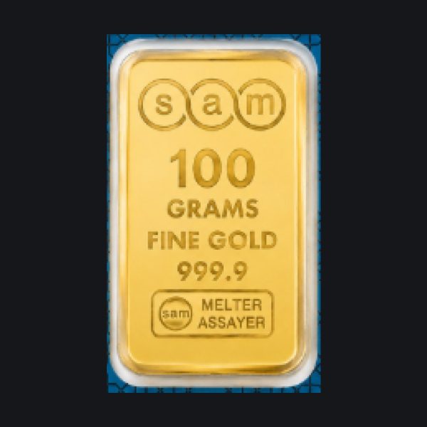 SAM gold minted bar 100 g (999.9)
