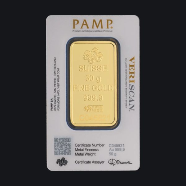 PAMP Suisse gold minted bar 50 g (999.9)