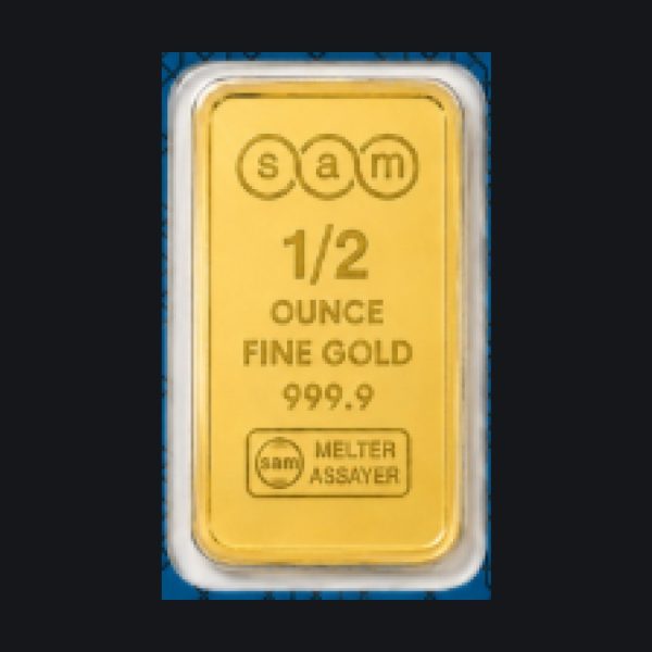 SAM gold minted bar 1/2 oz (999.9)