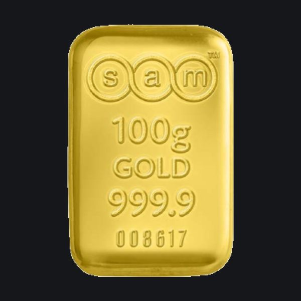 SAM gold cast bar 100 g (999.9)