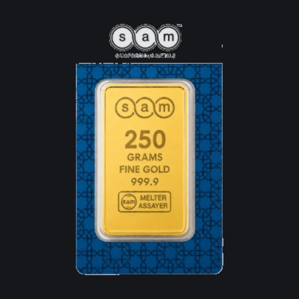 SAM gold minted bar 250 g (999.9)