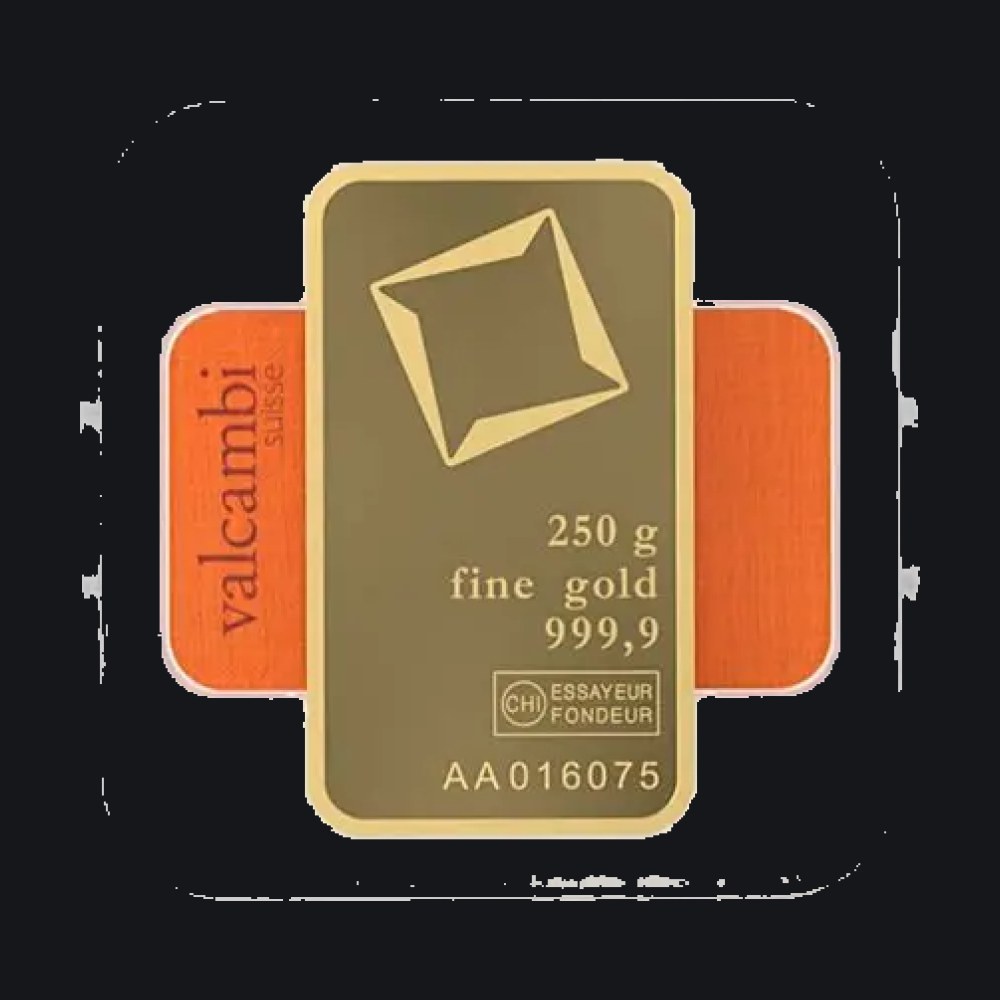 Valcambi Suisse gold minted bar 250 g (999.9)