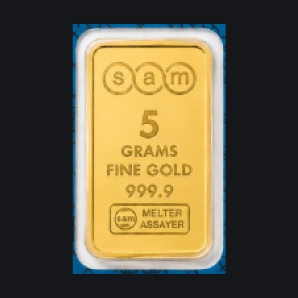 SAM gold minted bar 5 g (999.9)