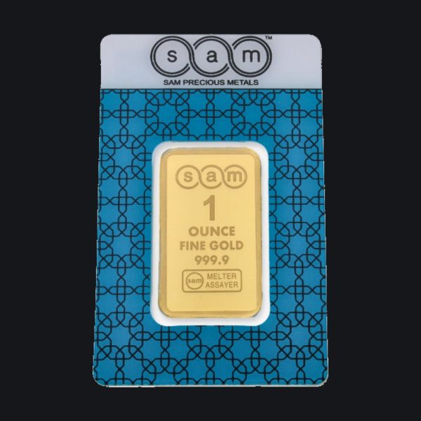 SAM gold minted bar 1 oz (999.9)