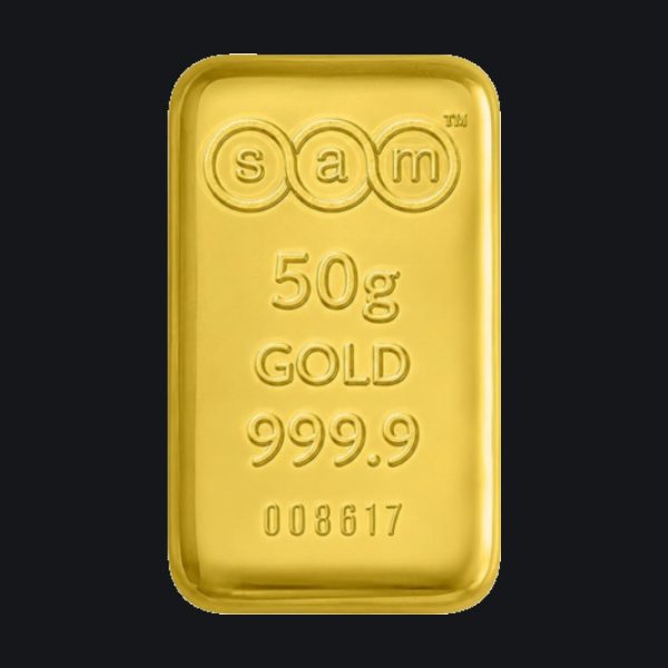 SAM gold cast bar 50 g (999.9)