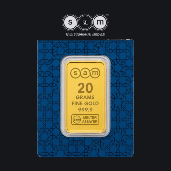 SAM gold minted bar 20 g (999.9)